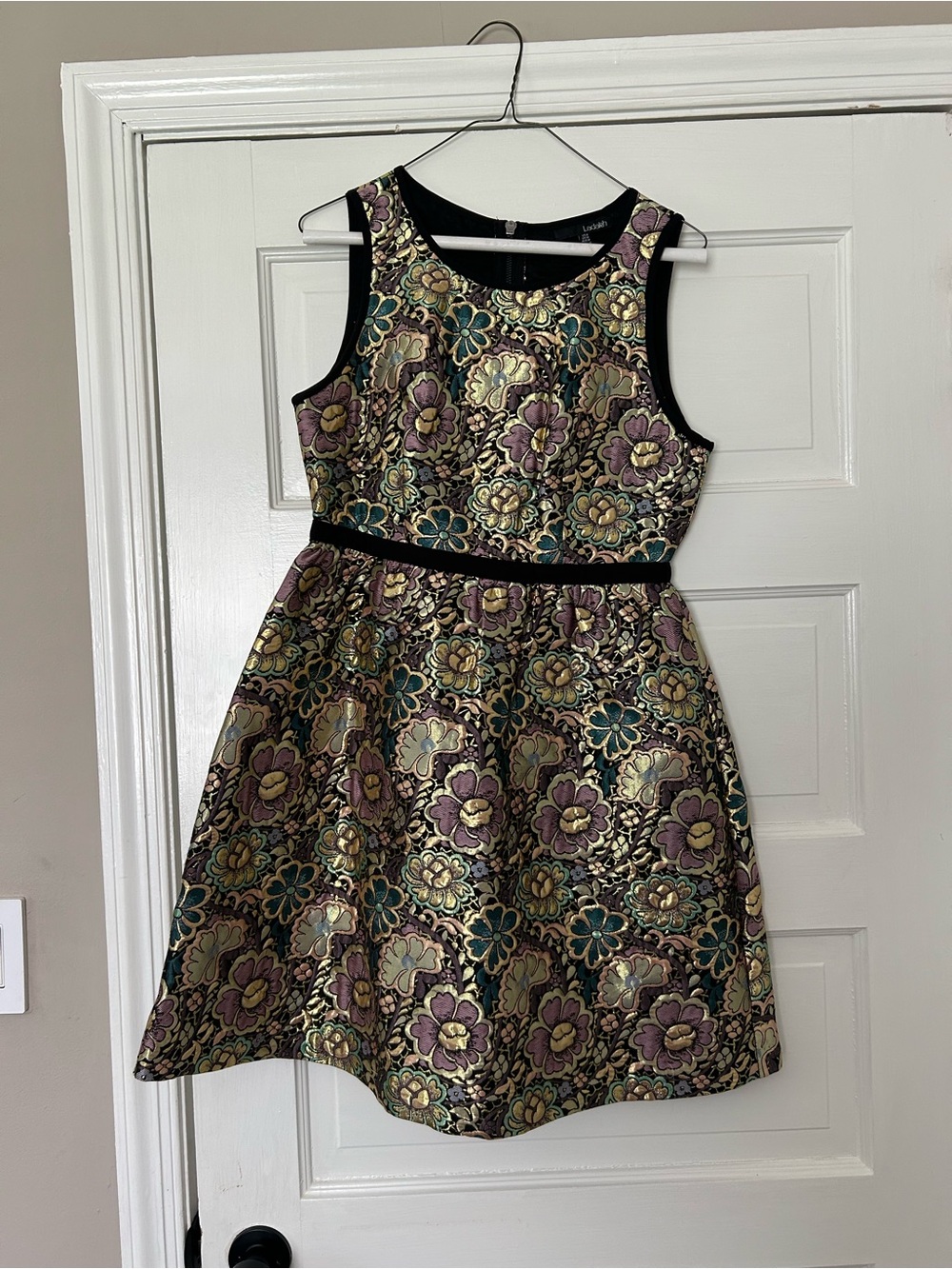 Ladakh Metallic Gold and Mauve Floral Jacquard Dress